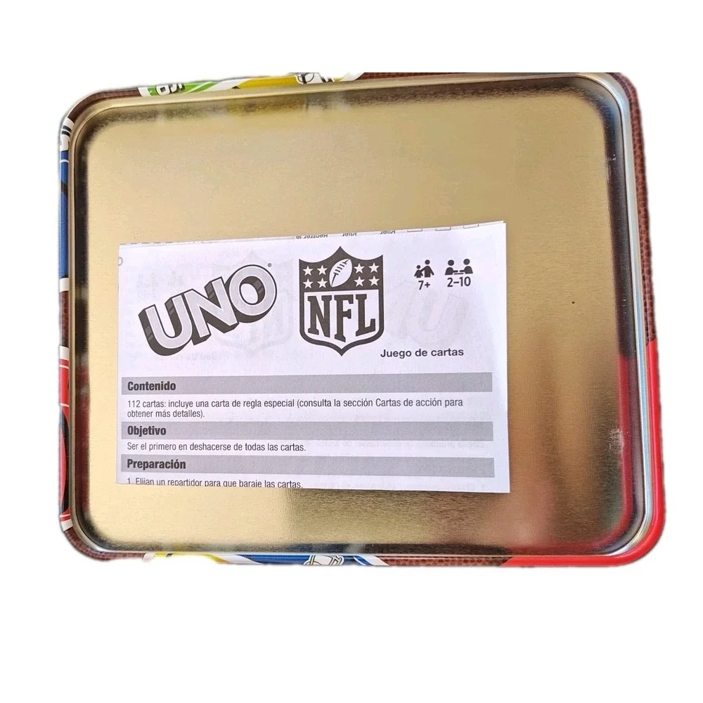 UNO with NFL Team‎ Logos & Special Rules in Storage Tin Box for Kids, Adults.